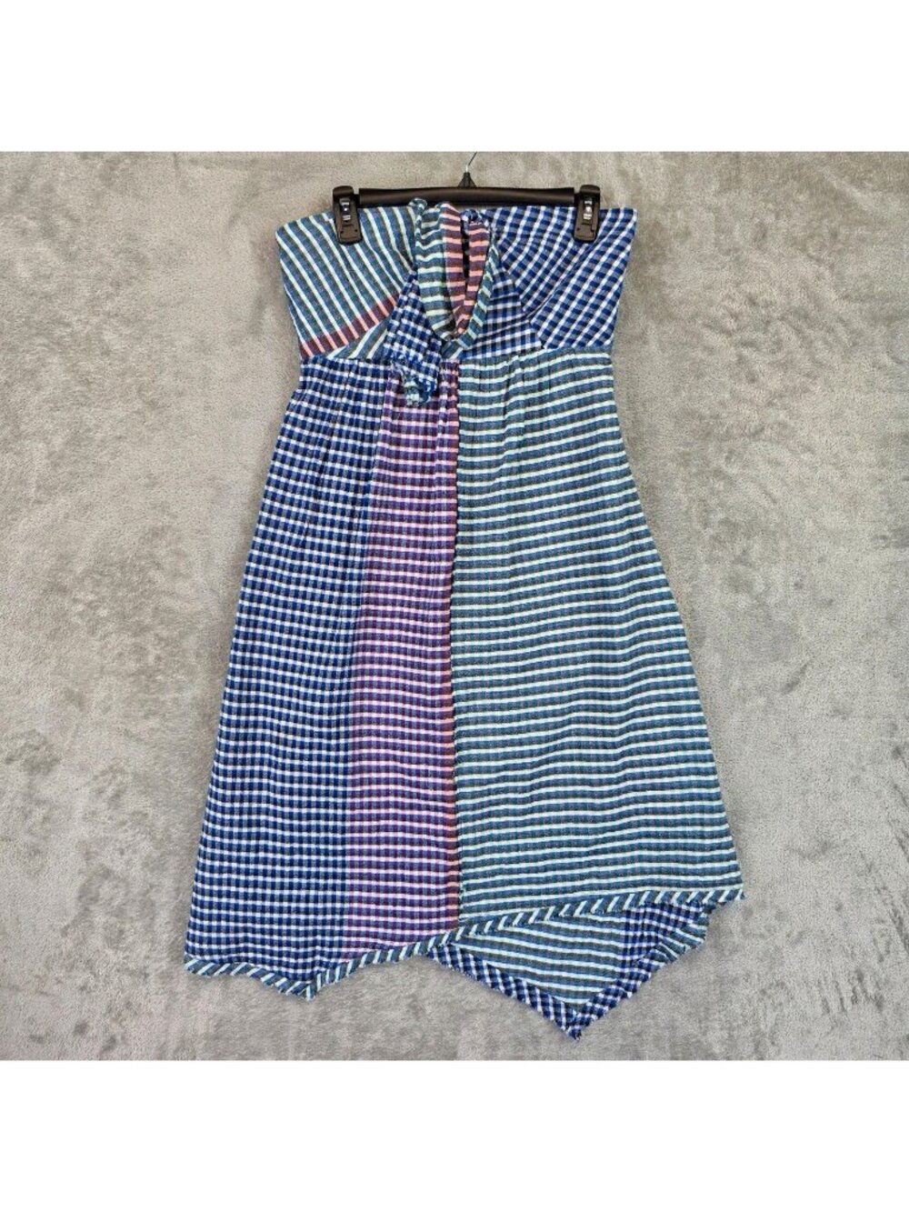 Maeve Dress Womens 4 Multicolor Gingham Halter Handkerchief Hem Swing Sundress